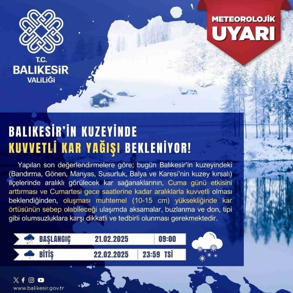 Balıkesir okullar tatil mi SON DAKİKA? 21 Şubat Cuma Balıkesir okul yok mu (Balıkesir Valiliği Açıklaması – KAR TATİLİ)?