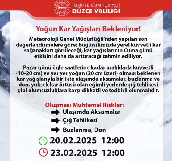 Düzce okullar tatil mi SON DAKİKA? 21 Şubat Cuma Düzce okul yok mu (Düzce Valiliği Açıklaması – KAR TATİLİ)?