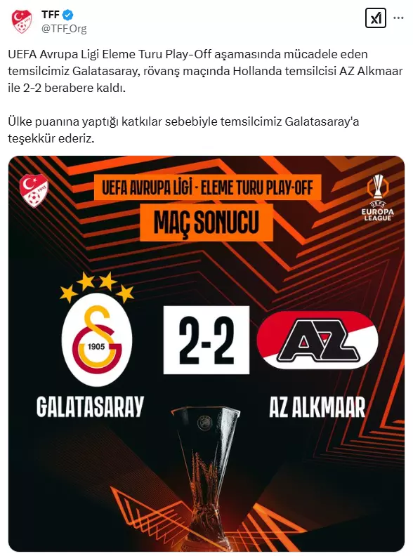 TFF made a statement immediately after Galatasaray was eliminated from Europe