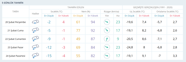VAN HAVA DURUMU 20 ŞUBAT: Van hava durumu nasıl? Van 5 günlük hava durumu tahmini!