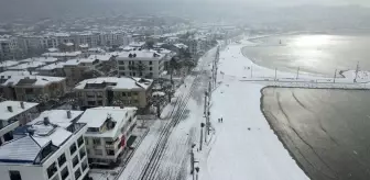 Büyükçekmece'de Kar Manzarası Havadan Görüntülendi