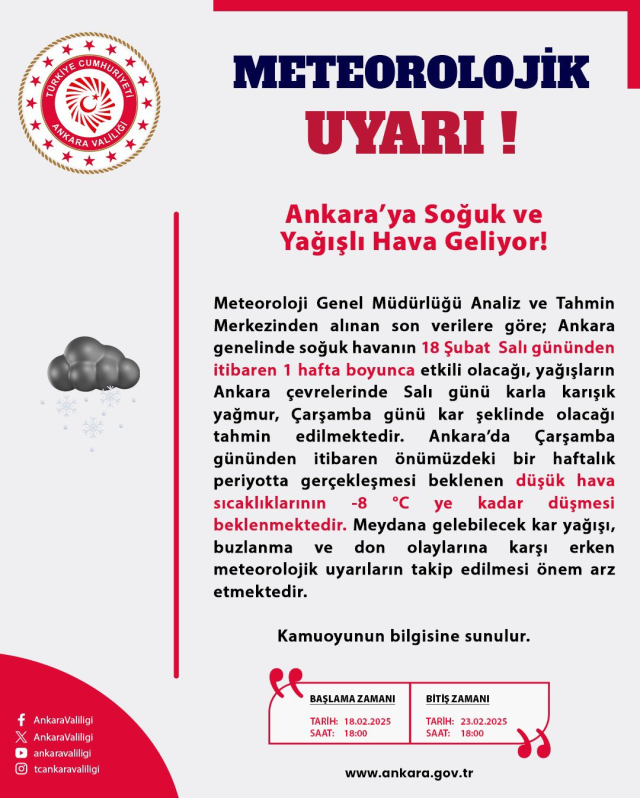 Ankara okullar tatil mi SON DAKİKA? 24 Şubat Pazar Ankara okul yok mu (Ankara Valiliği Açıklaması – KAR TATİLİ)?
