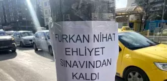 Eskişehir'de Direğe Asılan Şaka: 'Furkan Nihat ehliyet sınavından kaldı'