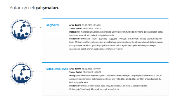 ASKİ SU KESİNTİSİ Ankara'da sular ne zaman gelecek? Ankara su kesintisi listesi!