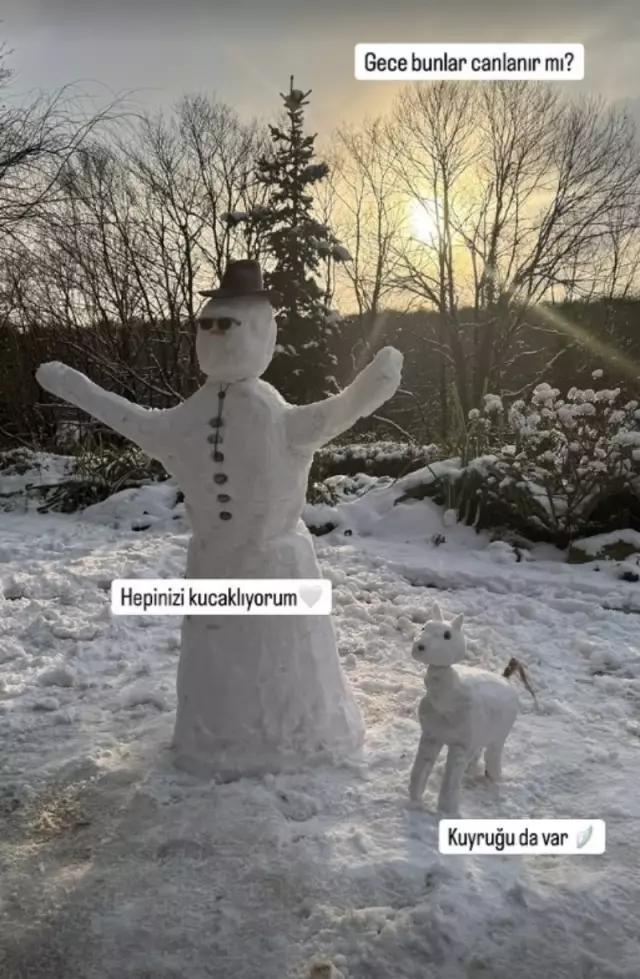 Praise from Başak Dizer to her husband Kıvanç Tatlıtuğ: The most beautiful snowman in the world