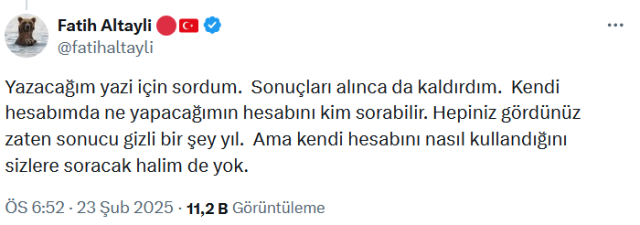 Fatih Altaylı. He conducted the Yavaş-İmamoğlu poll and deleted it in a hurry upon seeing the result