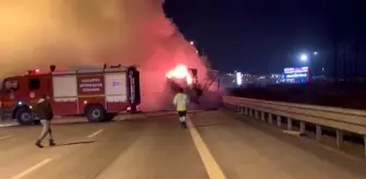 Kuzey Marmara Otoyolu'nda Tır Dorsesinde Yangın Çıktı