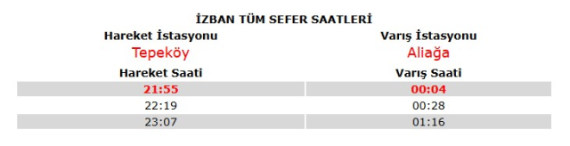 İZBAN saatleri: İzmir İZBAN sefer saatleri kaçta başlıyor ve kaçta bitiyor? İZBAN'da gece seferleri var mı, saat kaçta? İZBAN saatleri: İzmir İZBAN sefer saatleri kaçta başlıyor ve kaçta bitiyor? İZBAN'da gece seferleri var mı, saat kaçta?