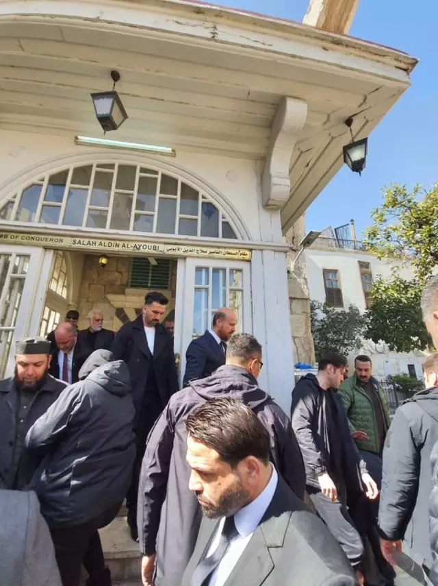 Bilal Erdoğan at the Umayyad Mosque with Ahmed Shara