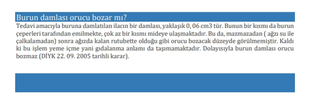 Burun damlası orucu bozar mı?