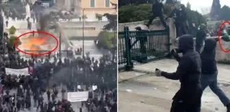 Komşu yangın yeri! Protesto sırasında polislere molotof attılar