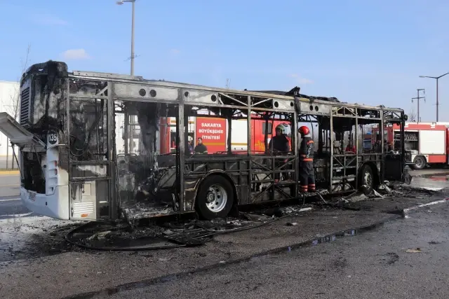 The bus turned into a fireball while in motion, leaving only its skeleton behind