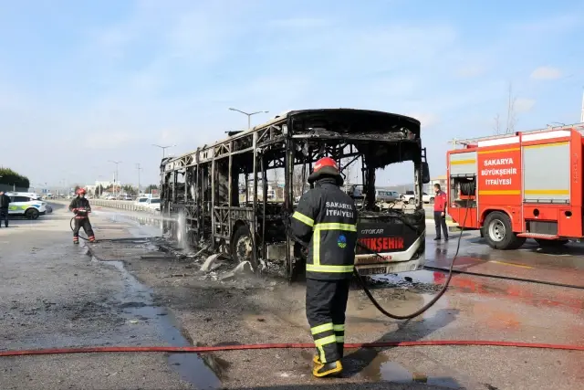 The bus turned into a fireball while in motion, leaving only its skeleton behind