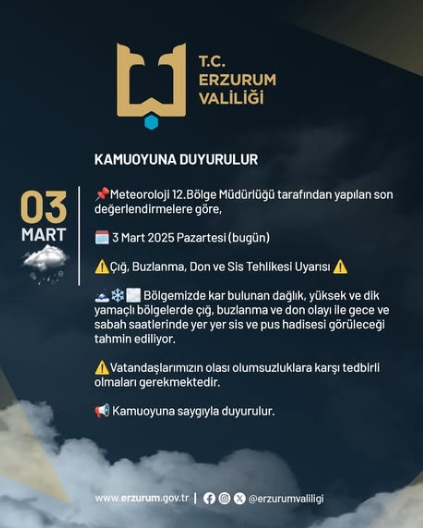 Erzurum okullar tatil mi SON DAKİKA? 4 Mart Salı Erzurum okul yok mu (Erzurum Valiliği Açıklaması – KAR TATİLİ)?