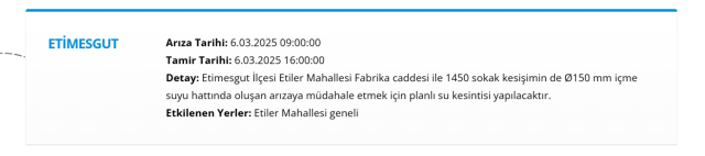 Ankara ETİMESGUT su kesintisi! 5-6 Mart ASKİ Etimesgut su kesintisi ne zaman bitecek, sular ne zaman gelecek?