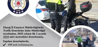 Elazığ'da Motosiklet Denetimlerinde 459 İhlal Tespiti