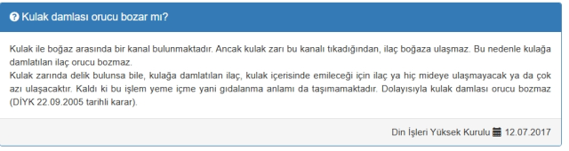 Kulak damlası orucu bozar mı?