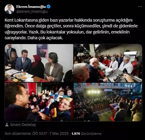 Investigation into Vedat Milor's 'Kent Lokantası'! First reaction from İmamoğlu