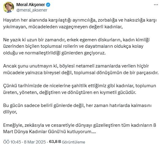 First message from Meral Akşener after months