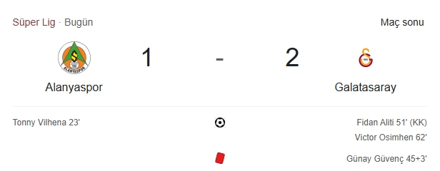 Alanyaspor Galatasaray maçı kaç kaç, bitti mi MAÇ SKORU! Alanyaspor Galatasaray maçı kaç kaç, canlı maç skoru!