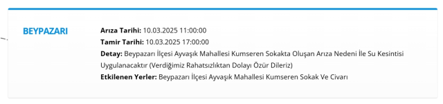Ankara BEYPAZARI su kesintisi! 10-11 Mart ASKİ Beypazarı su kesintisi ne zaman bitecek, sular ne zaman gelecek?