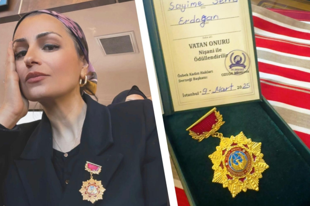 Türk Sanatçı ve Yazar Sayime Serra Erdoğan'a Özbekistan'da Vatan Onuru Nişanı