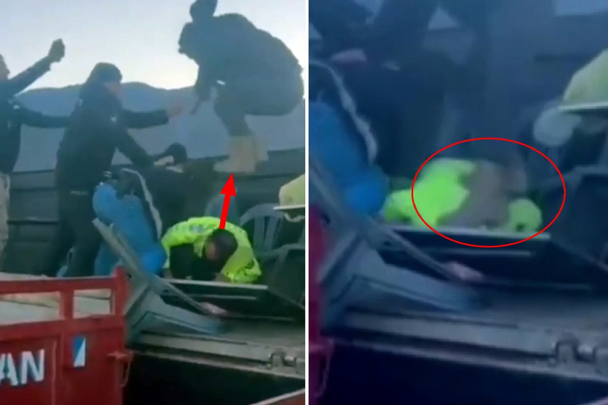 Dehşete düşüren görüntü! Polisin kafasını ezmeye çalıştı