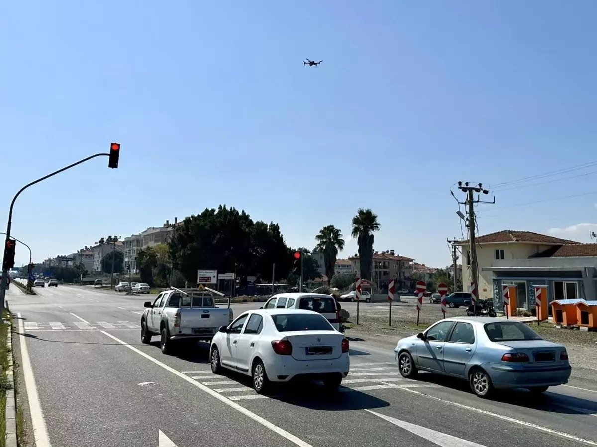 Ortaca'da Drone Destekli Trafik Denetimleri Devam Ediyor