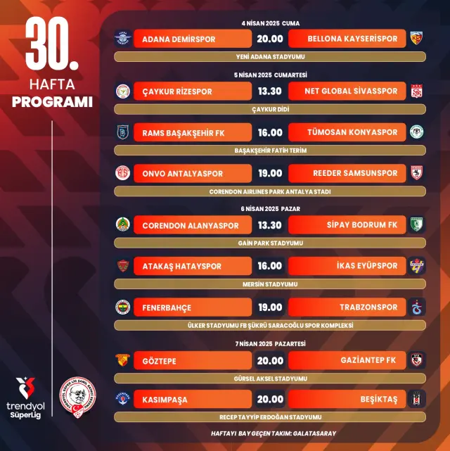 The Beşiktaş - Galatasaray derby will be played on March 29, Saturday at 20:30