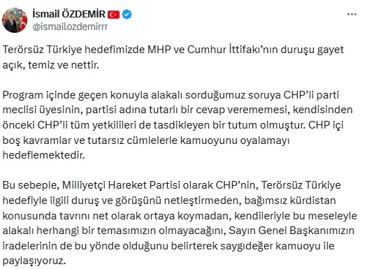 MHP decided not to meet with CHP