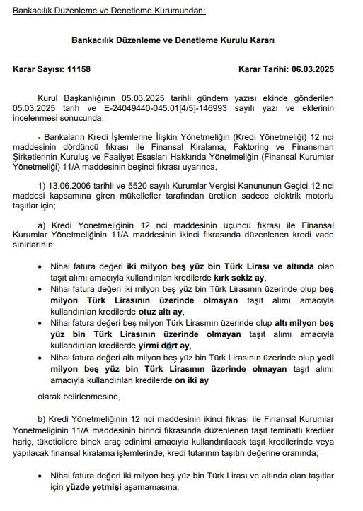 Taşıt alımında kredi tutarları değişti Taşıt alımında kredi tutarları değişti