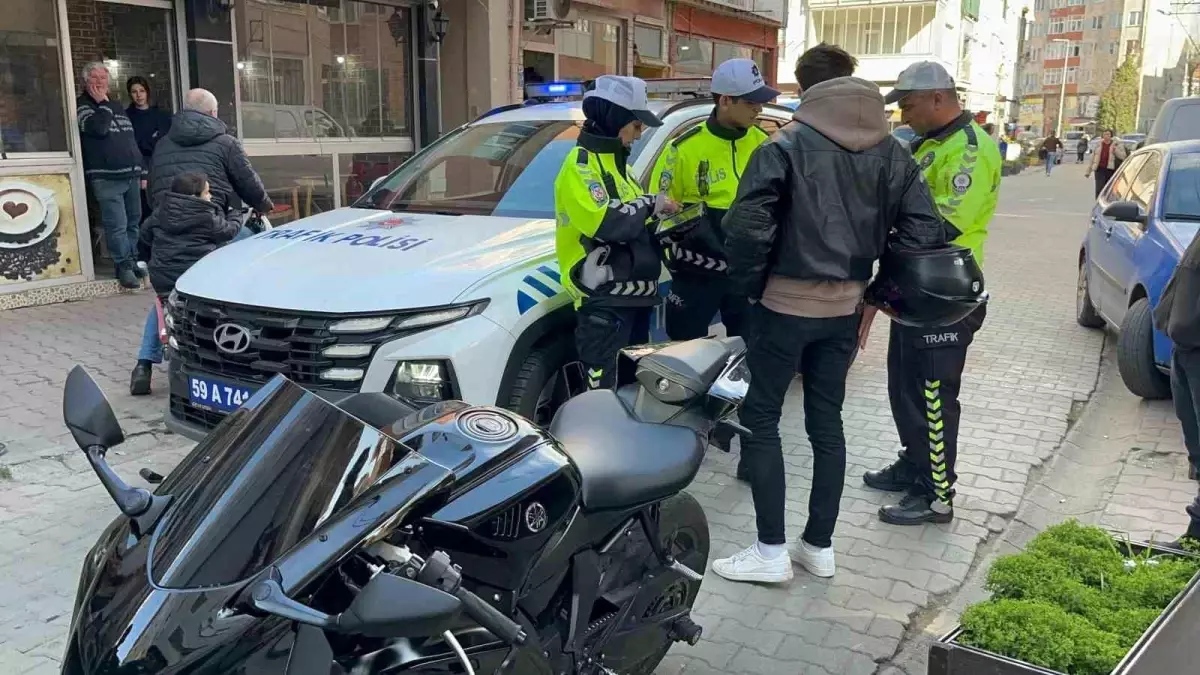 Tekirdağ'da Plakasız Motosiklet Sürüsüne Ceza
