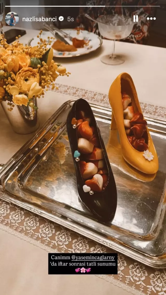 The sweet presentation made for Nazlı Sabancı at iftar has become a topic: Sweet in a shoe