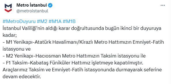 After İmamoğlu's detention, some metro stations in Istanbul were closed