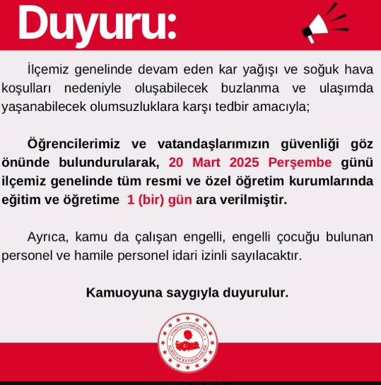 Kahramanmaraş okullar tatil mi SON DAKİKA? 20 Mart Perşembe ELBİSTAN okul yok mu (Kahramanmaraş Valiliği Açıklaması)!