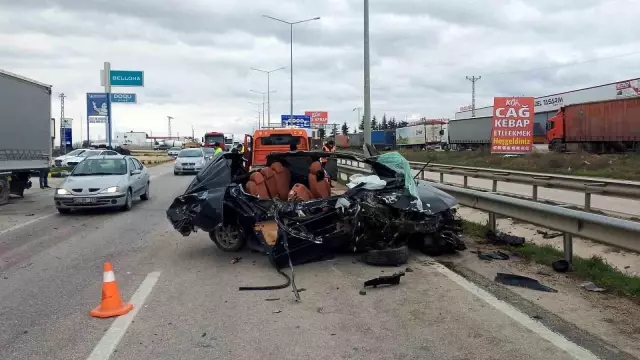 The family of four in the car that crashed into the truck and then the barriers narrowly escaped death