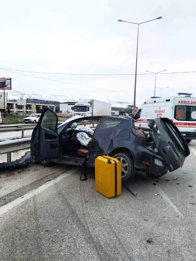 The family of four in the car that crashed into the truck and then the barriers narrowly escaped death