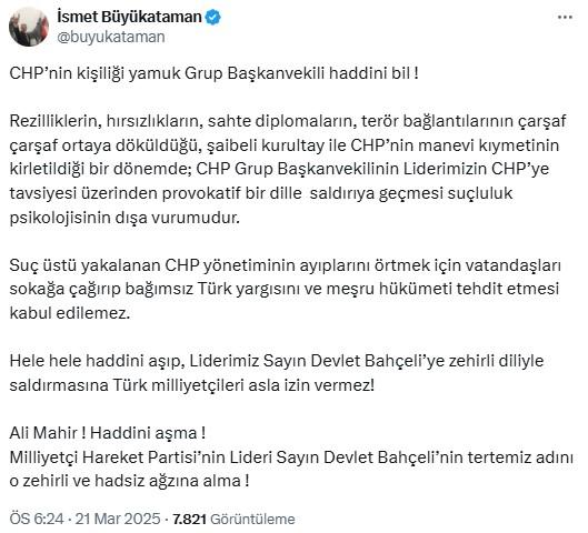 Poisonous outburst from MHP's Yönter: Ali Mahir, don't jump around too much, you'll turn into a locust