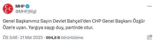 From Özgür Özel to Bahçeli: Hear the voice of the nation, stand against the coup.