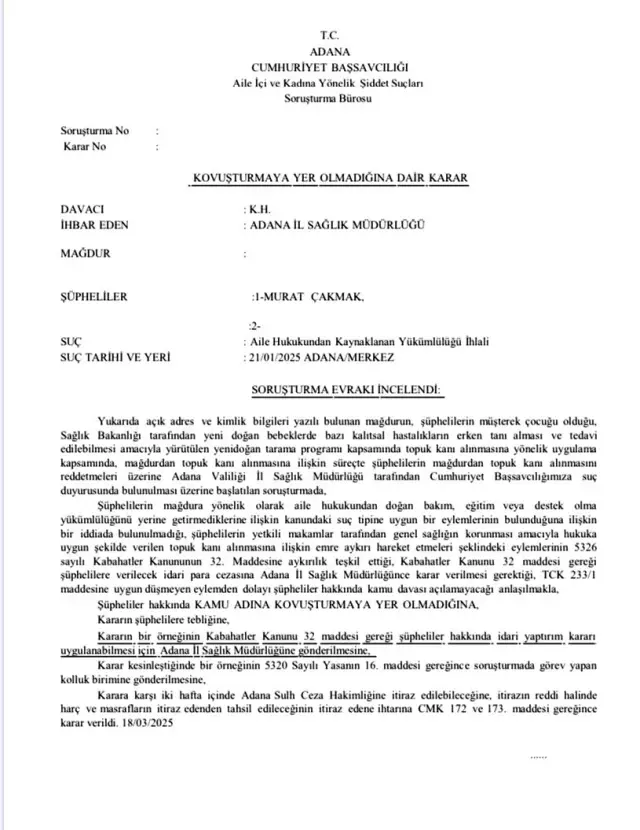 Decision made in the case of the baby for whom a guardian was appointed due to the failure to take the heel blood test