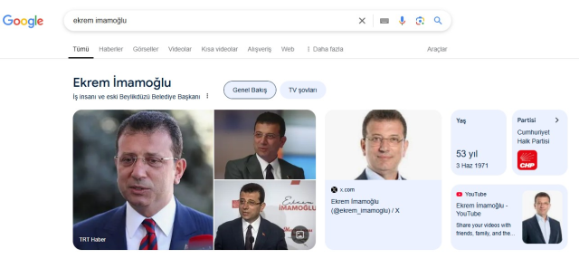 Ekrem İmamoğlu's title was removed from Google