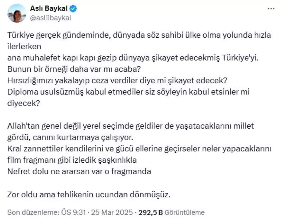 Aslı Baykal'dan CHP Yönetimine Sert Eleştiri