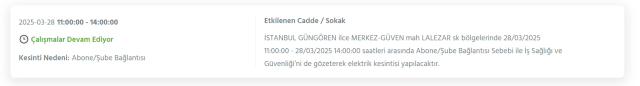 İstanbul GÜNGÖREN elektrik kesintisi! 28 Mart Güngören elektrik kesintisi ne zaman bitecek, elektrikler ne zaman gelecek?