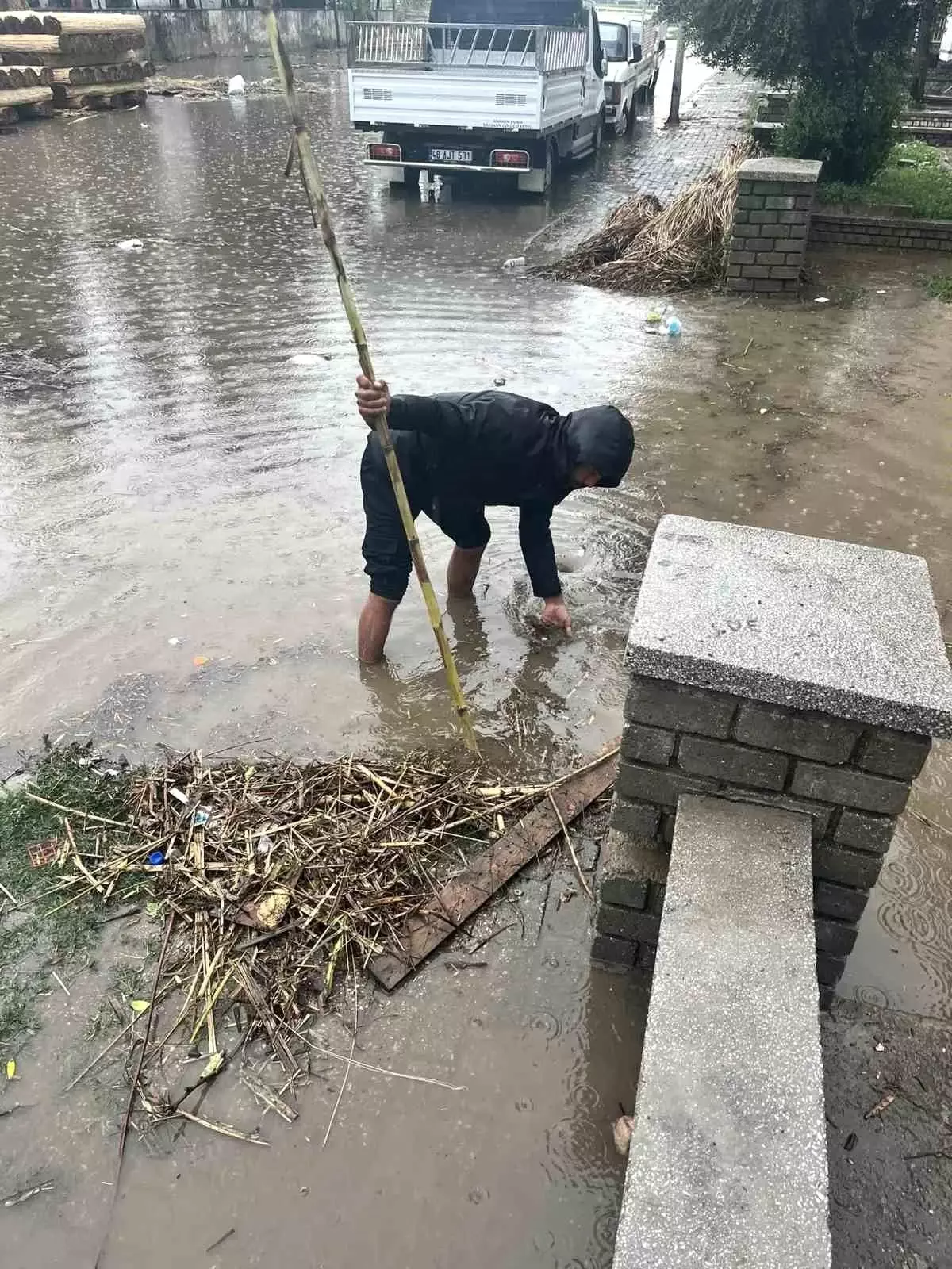 Aydın'da Sağanak Yağış ve Kargı Çöpleri Nedeniyle Sular Yükseldi
