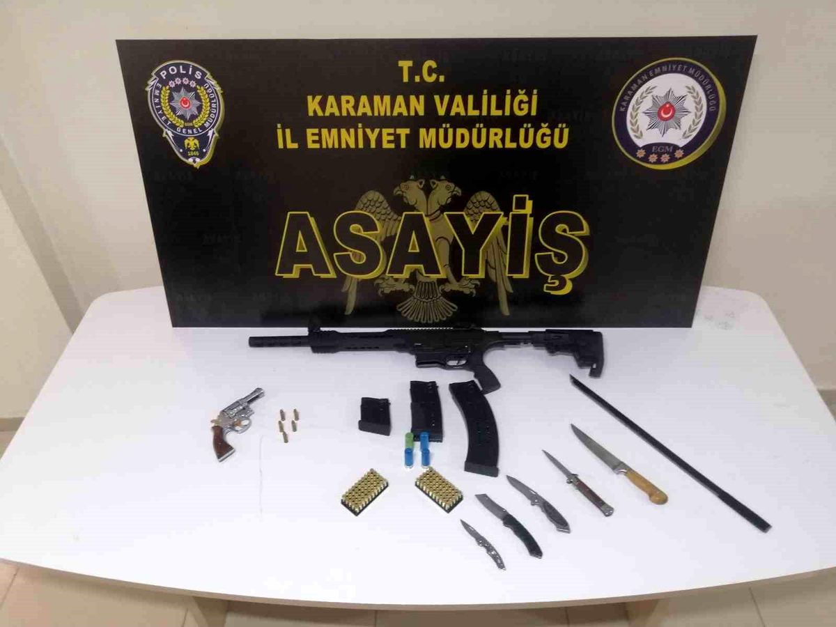 Karaman'da Asayiş Uygulamalarında Uyuşturucu ve Silah Ele Geçirildi