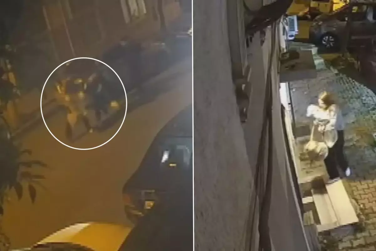Sokak ortasında kucağında bebeği olan eşini darbetti