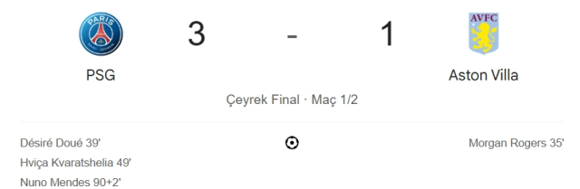 PSG Aston Villa maçı kaç kaç, bitti mi? MAÇ SONUCU! PSG Aston Villa golleri kim attı, canlı maç anlatımı!