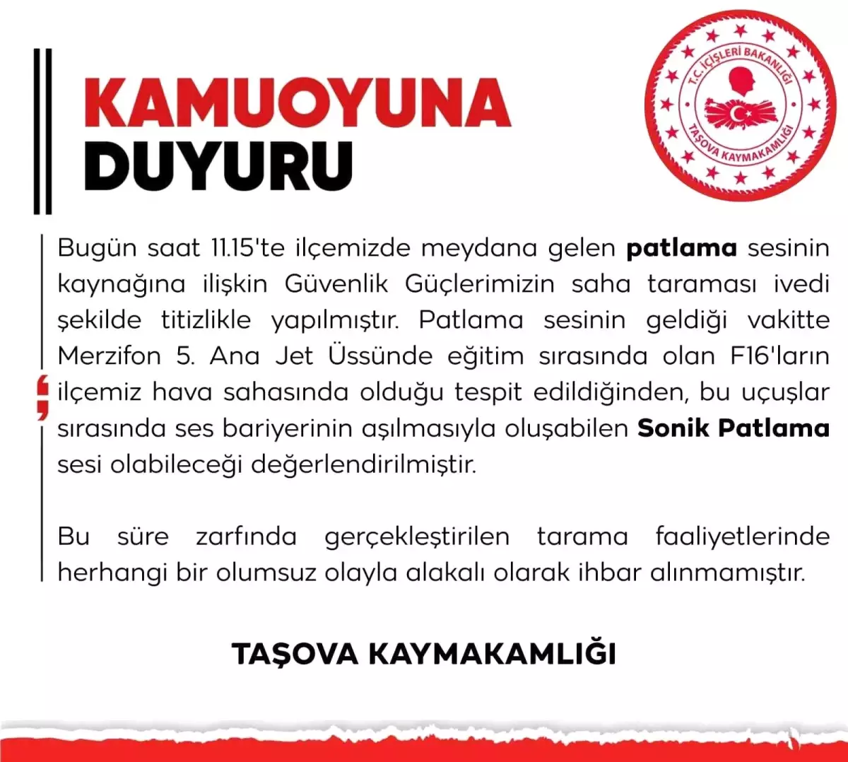 Amasya'da Patlama Sesi Tedirginliği: F16'ların Uçuşları Nedeniyle