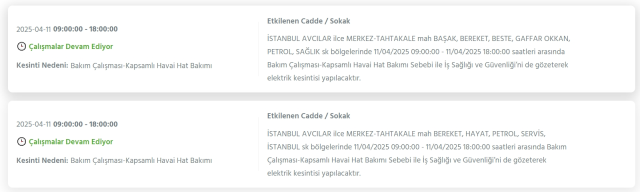 İstanbul AVCILAR elektrik kesintisi! 11 Nisan Avcılar elektrik kesintisi ne zaman bitecek, elektrikler ne zaman gelecek?
