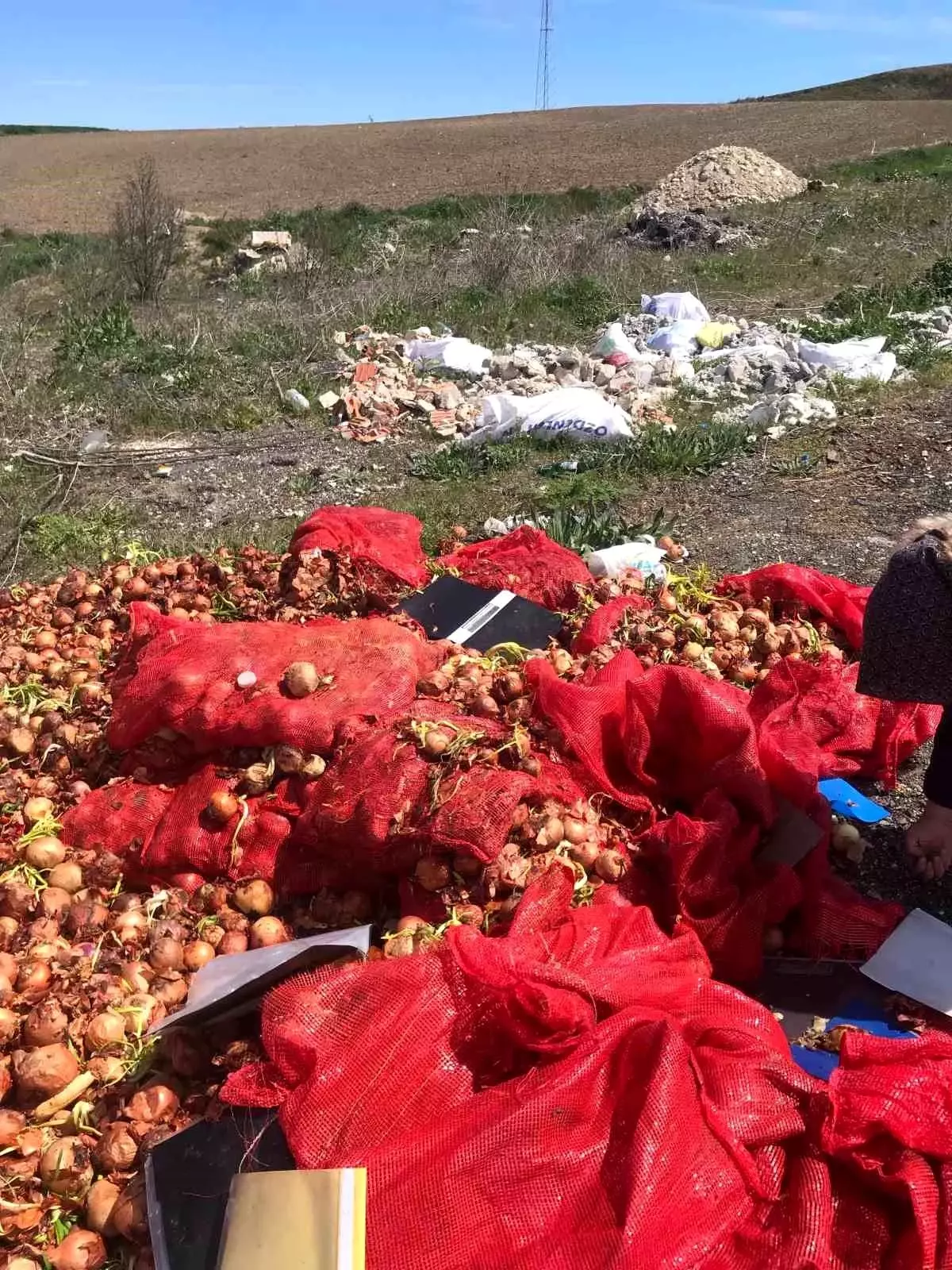 Tekirdağ'da Yol Kenarına Dökülen Soğanlar Tepki Çekti